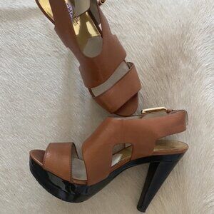 Michael Kors Carla Cognac Brown Platform Heels